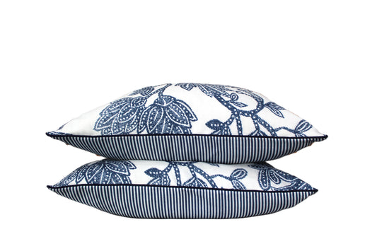 Reversible Navy floral Cushion Covers