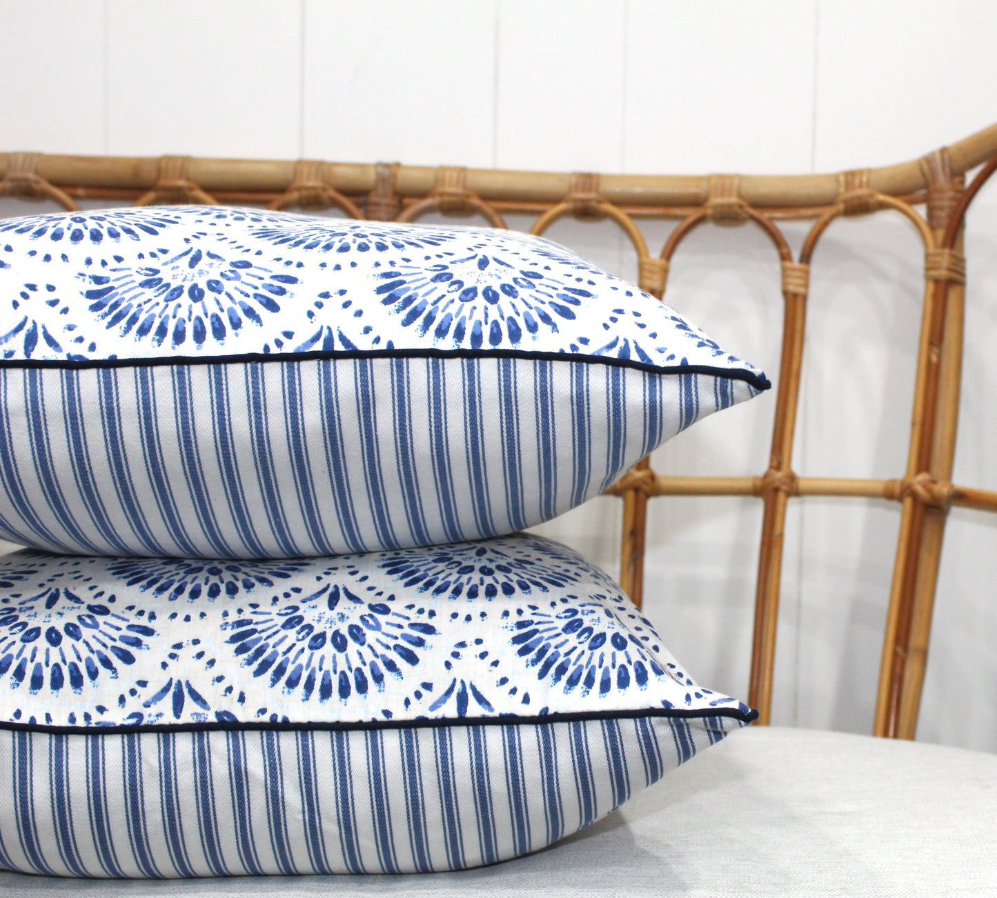 Pair of Amelia Twill in Blue Cushion covers