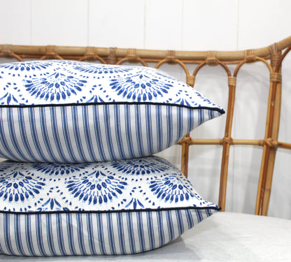 Pair of Amelia Twill in Blue Cushion covers