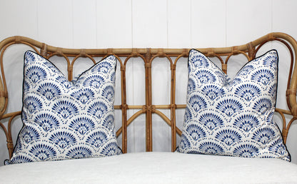 Pair of Amelia Twill in Blue Cushion covers