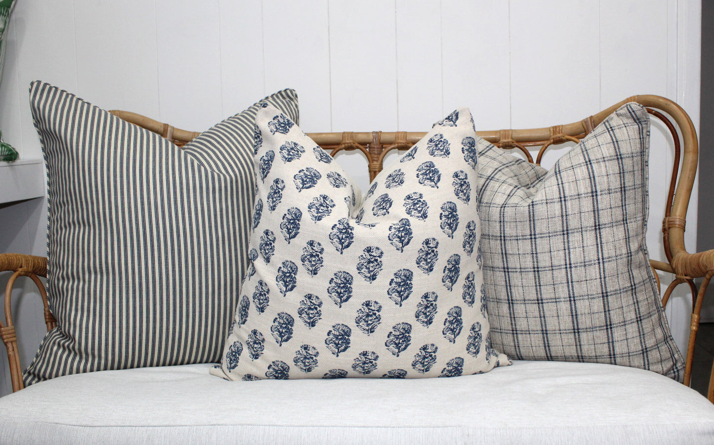 Classic Navy ticking stripe cushion covers