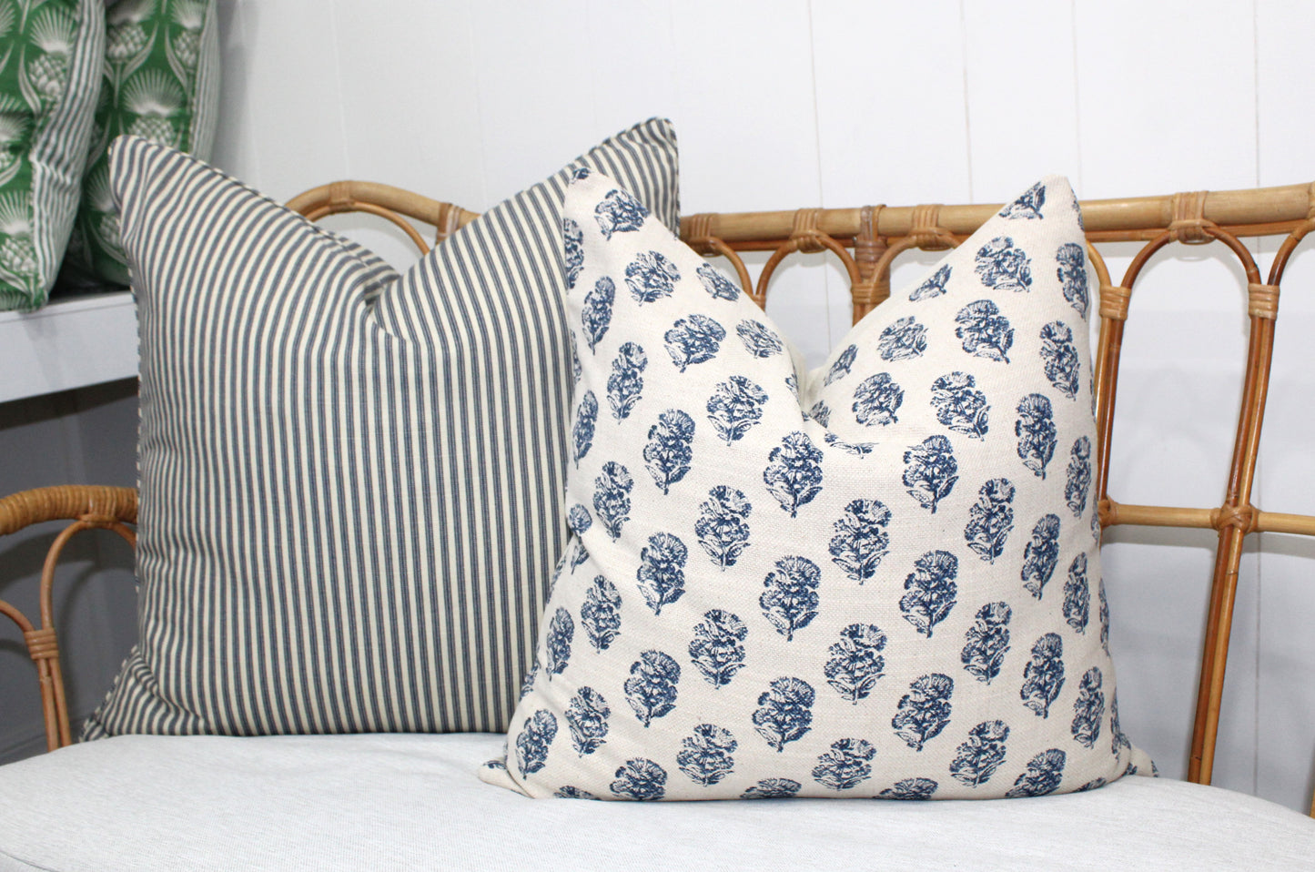 Classic Navy ticking stripe cushion covers