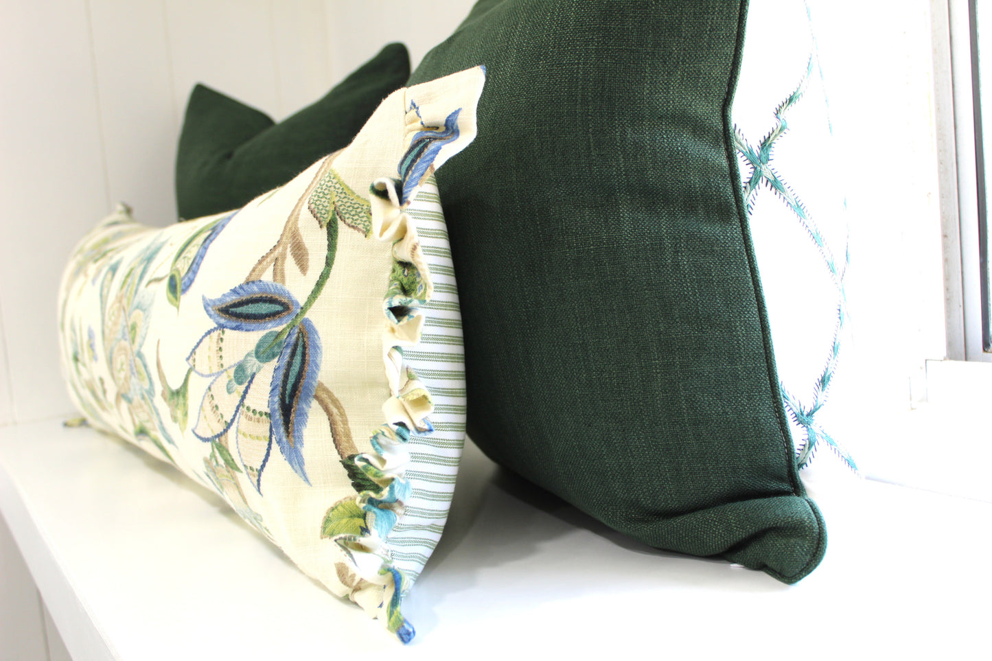 Lumbar floral Cushion with Fringe end