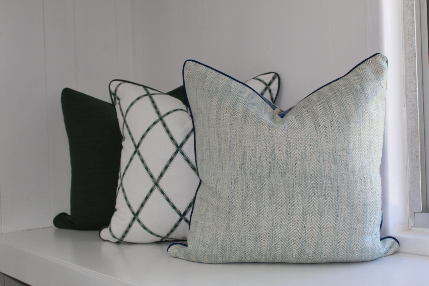Reversible Navy Blue Jacobean Cushion Cover