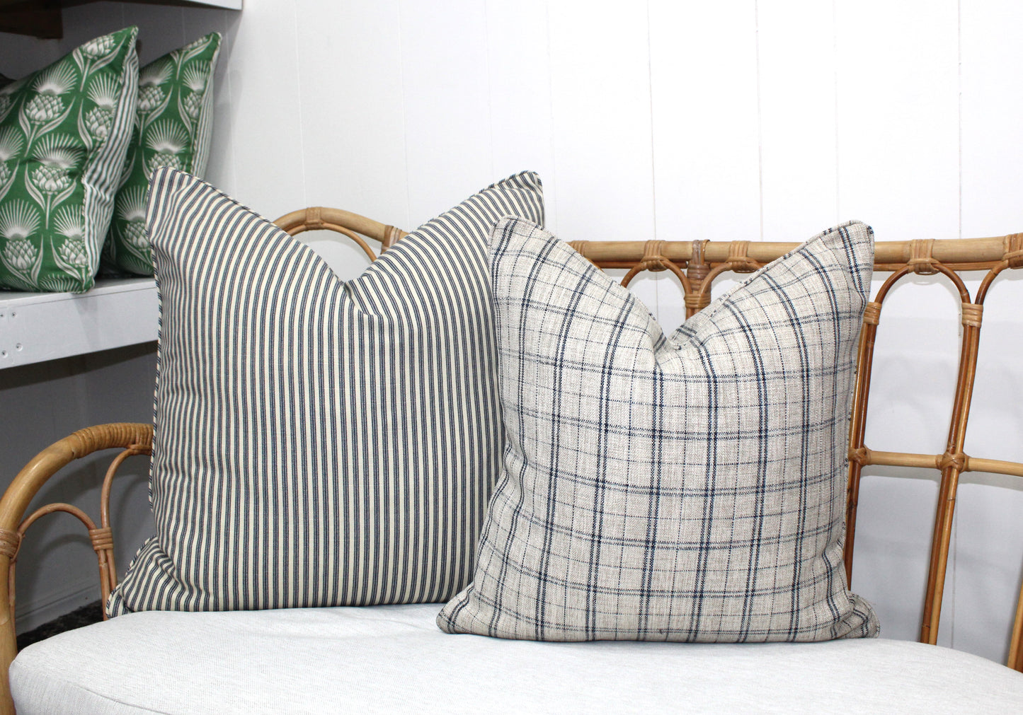 Classic Navy ticking stripe cushion covers