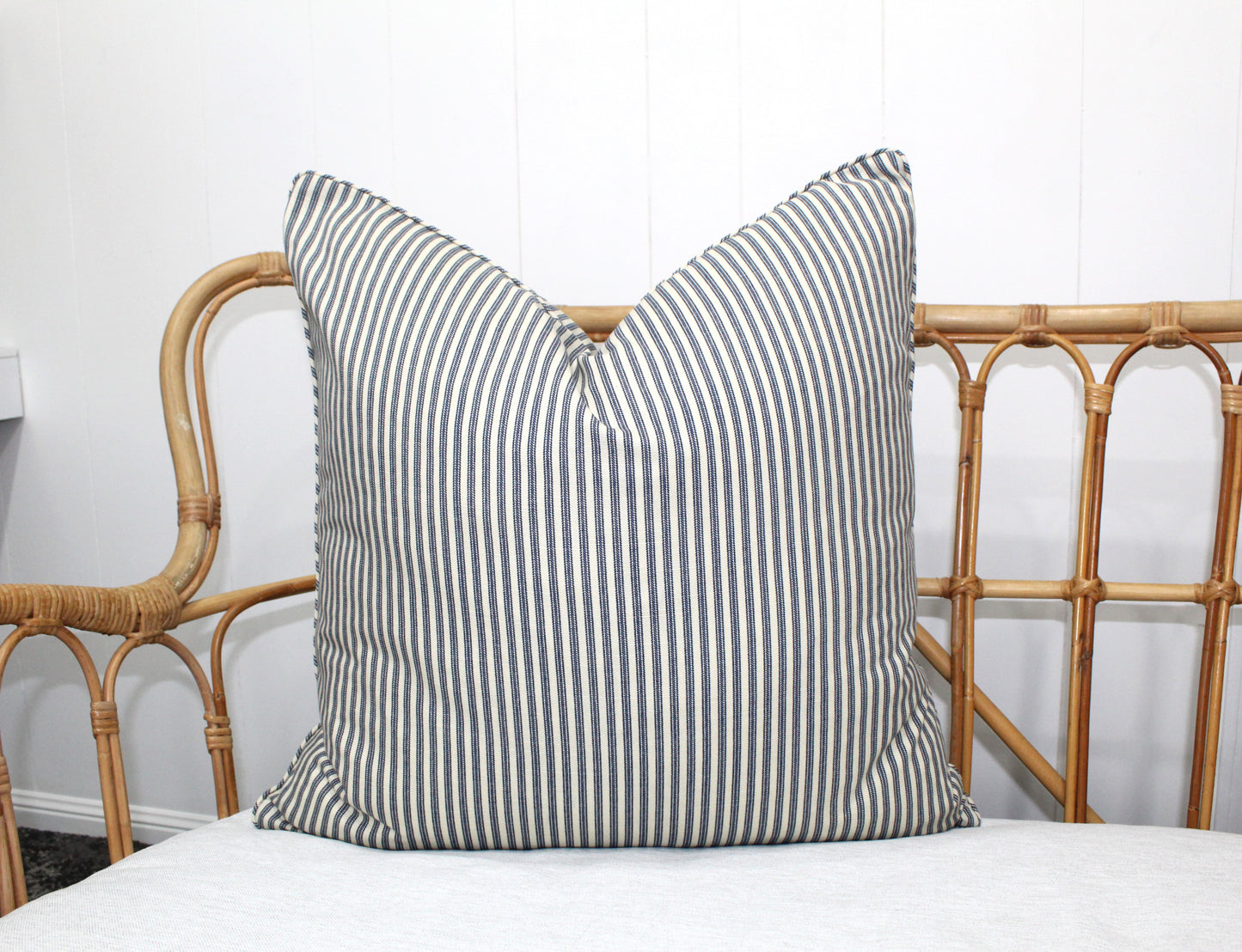 Classic Navy ticking stripe cushion covers