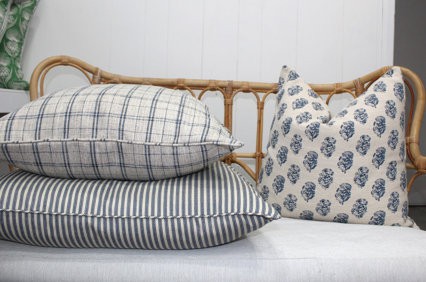 Classic Navy ticking stripe cushion covers