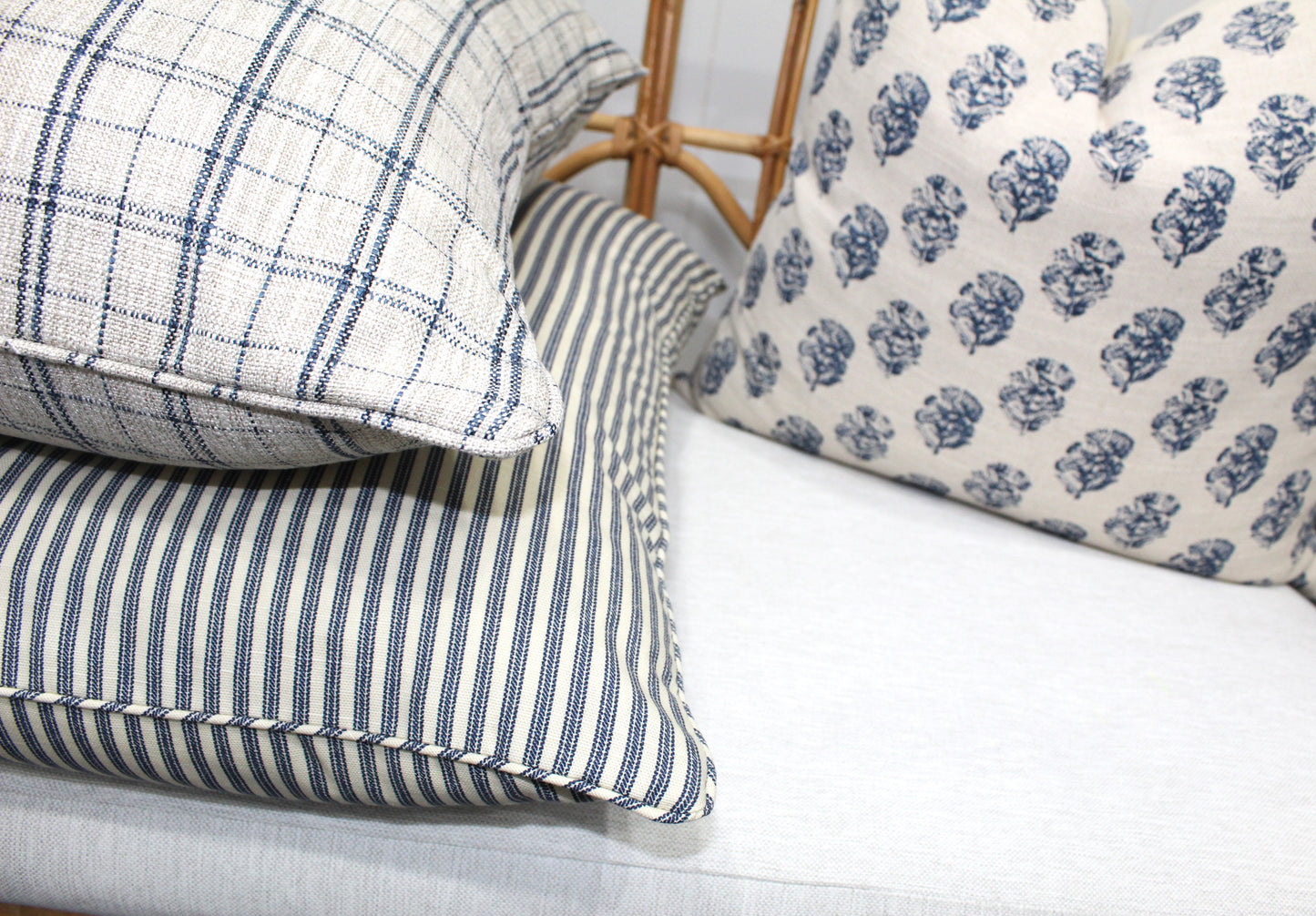 Classic Navy ticking stripe cushion covers