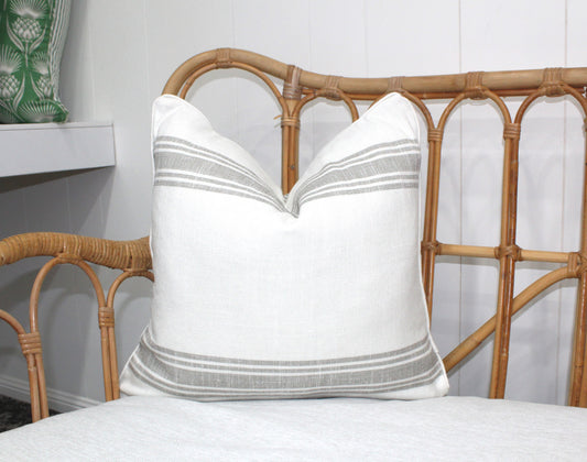 Large Bold Striped Grey Taupe Stripe Cushion covers.