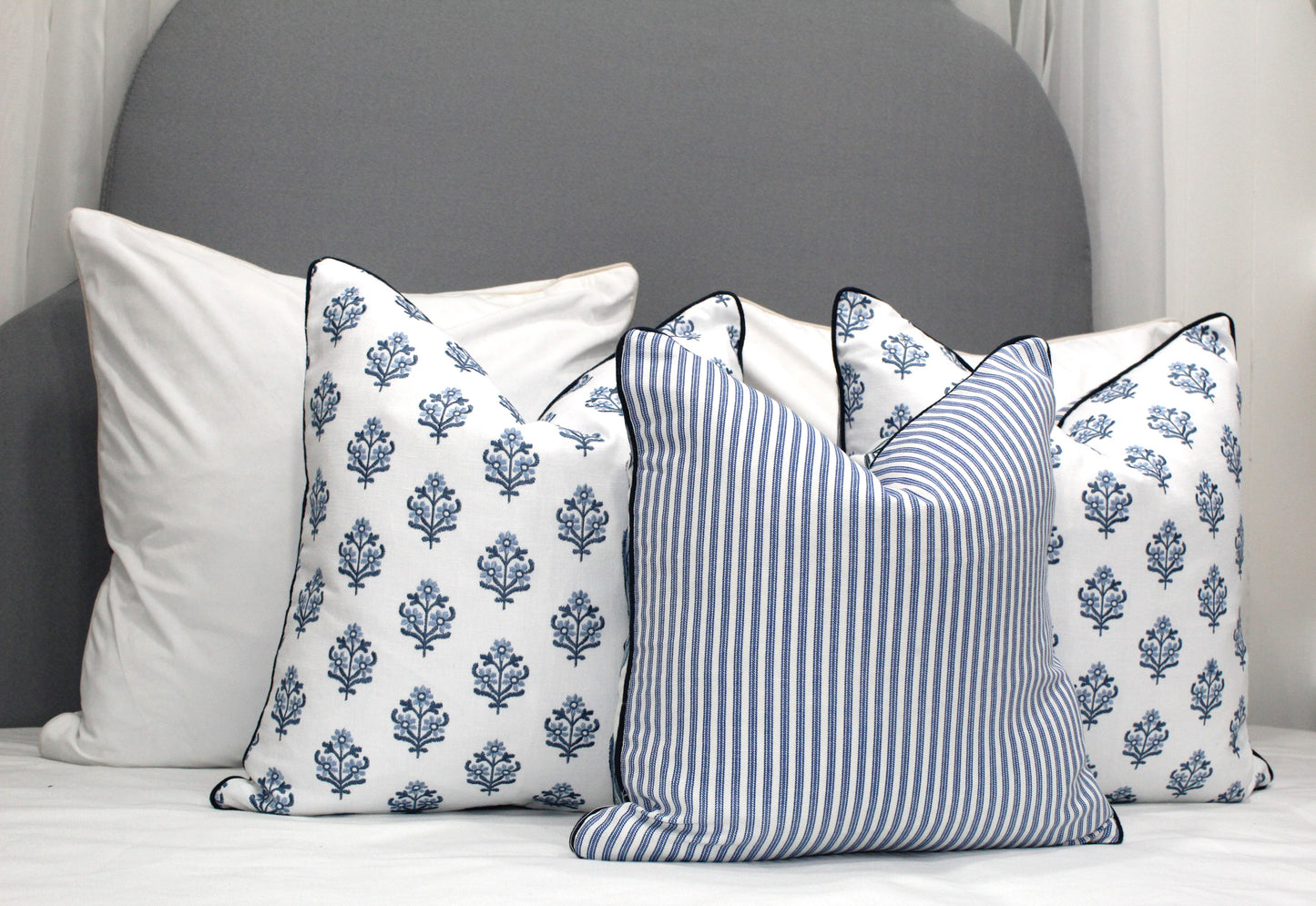 Denim Ticking Striped cushion covers