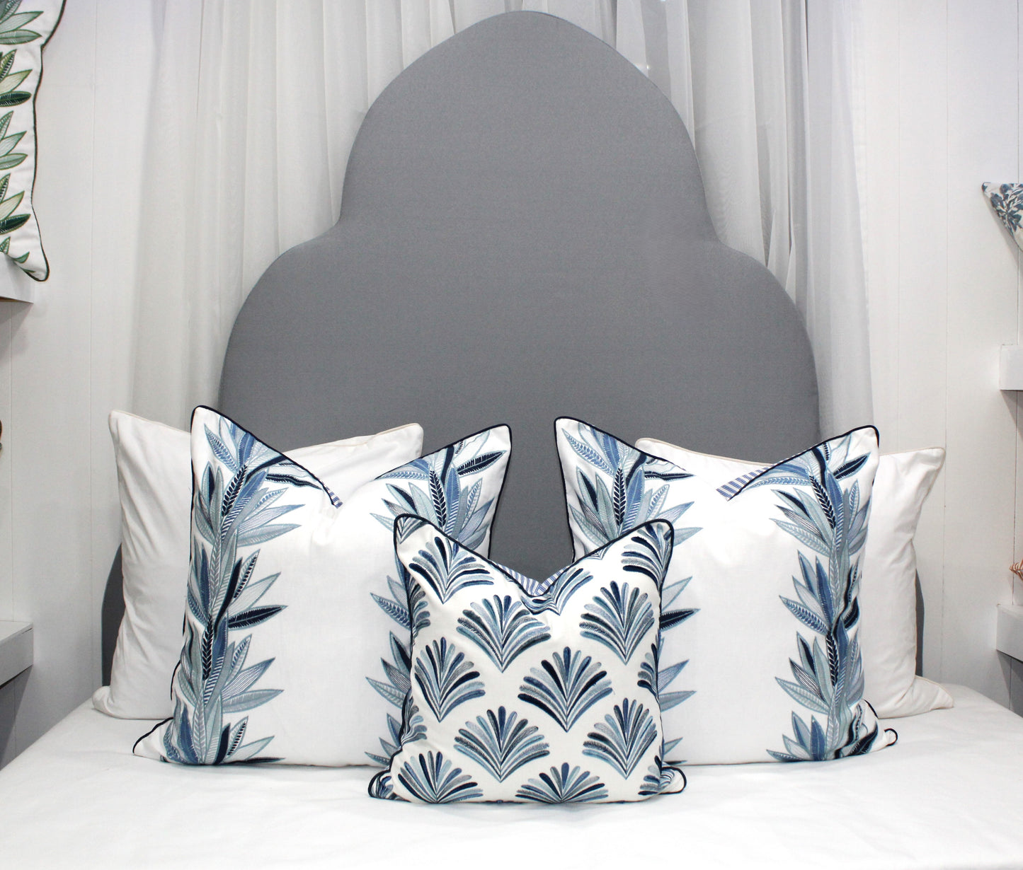 Zora Blue Emperor's Embroidered Cushion covers