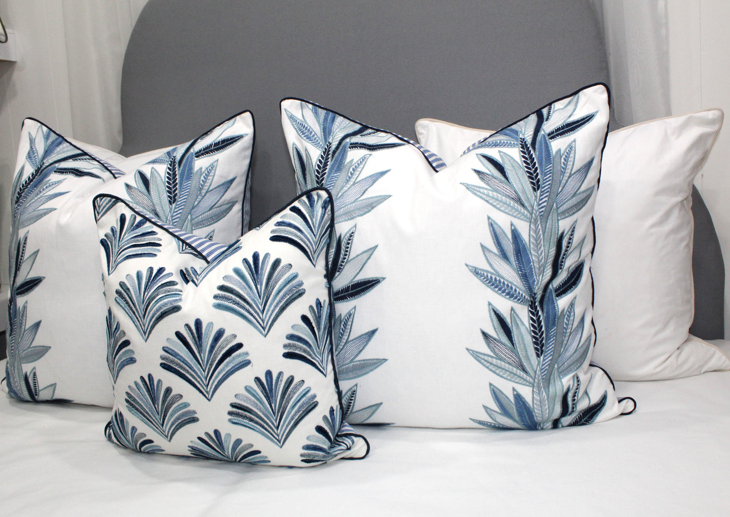 Zora Blue Emperor's Embroidered Cushion covers