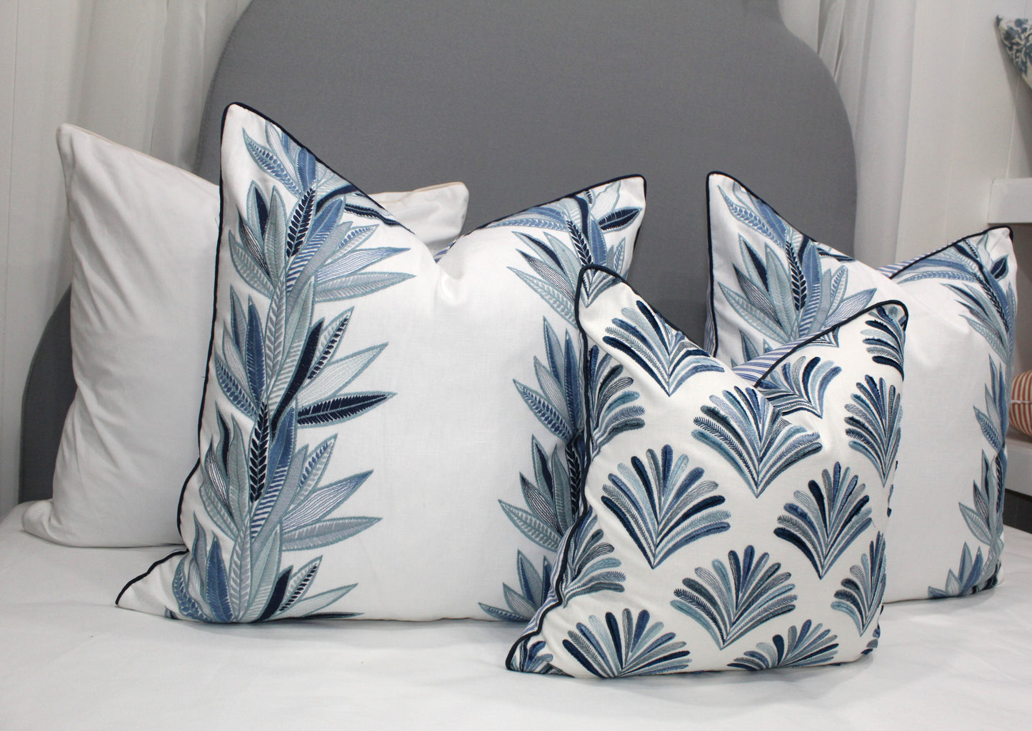 Zora Blue Emperor's Embroidered Cushion covers