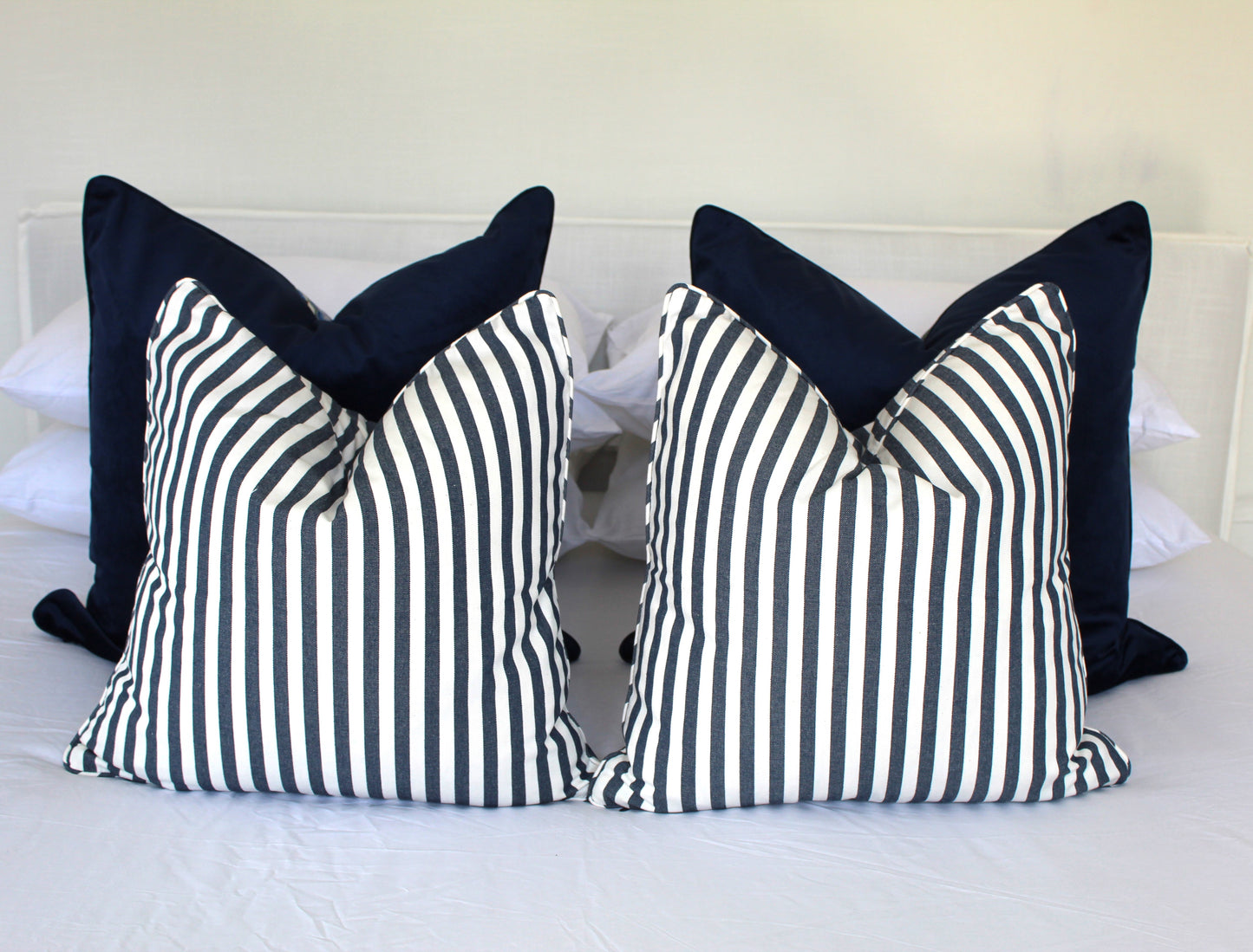 Navy Thick striped Cushion covers