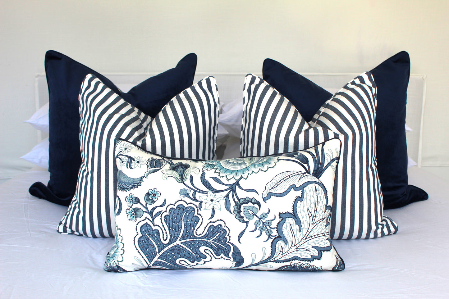 Navy Thick striped Cushion covers