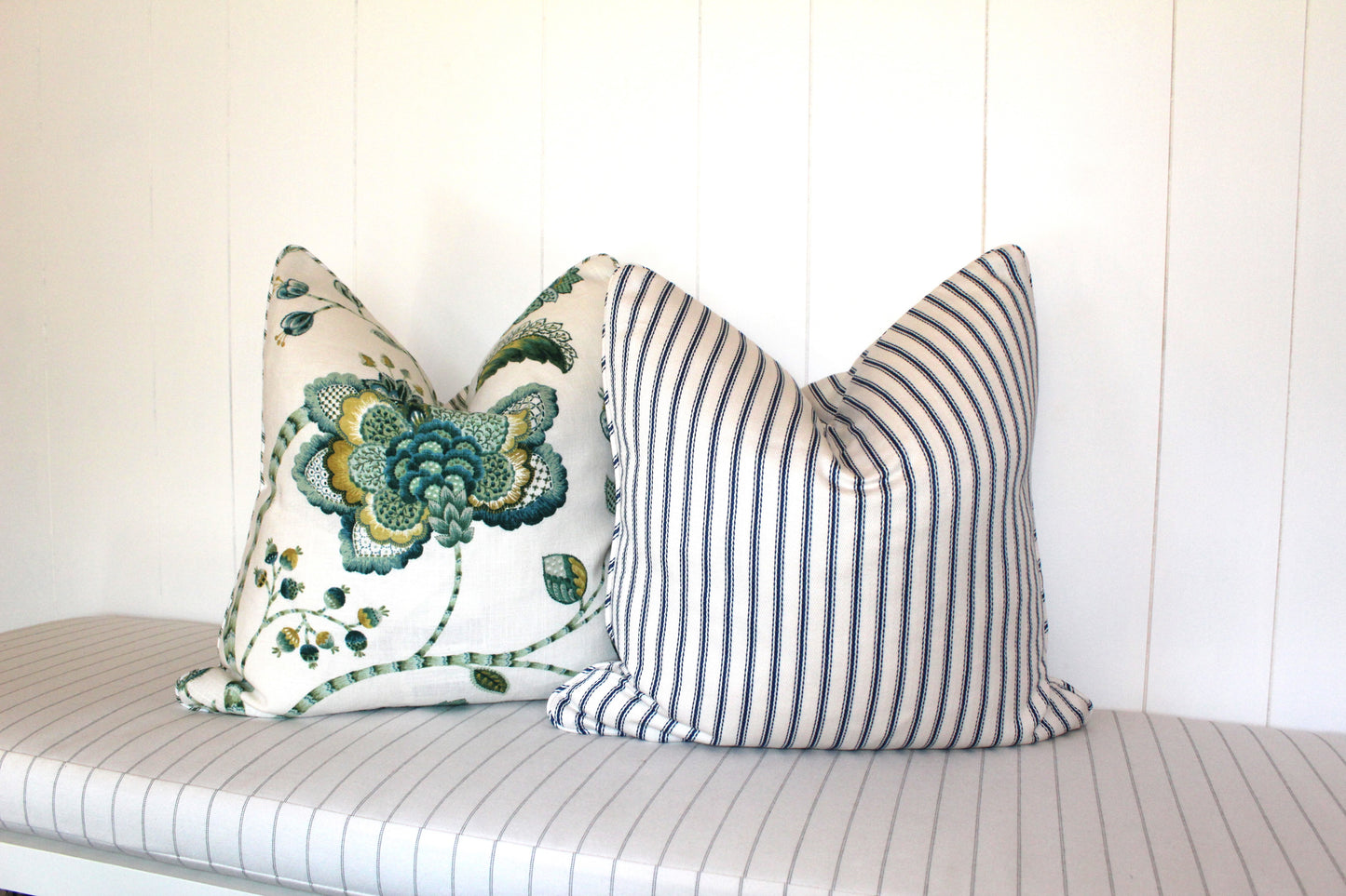 Herringbone Navy ticking cushion covers