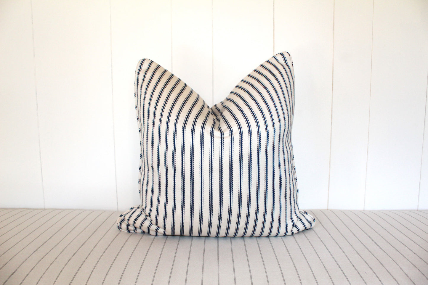 Herringbone Navy ticking cushion covers