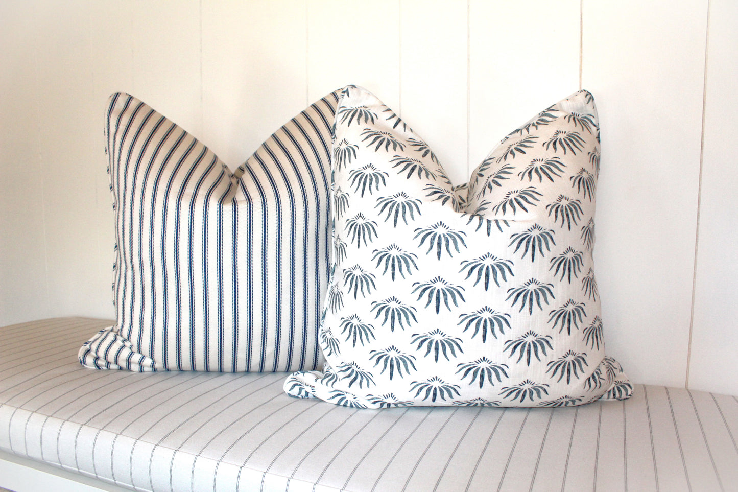 Herringbone Navy ticking cushion covers