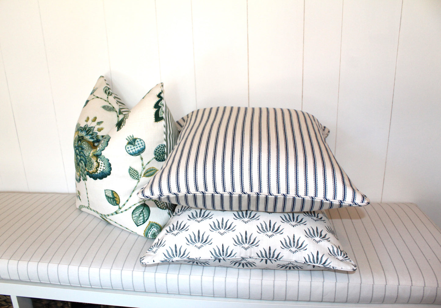 Herringbone Navy ticking cushion covers