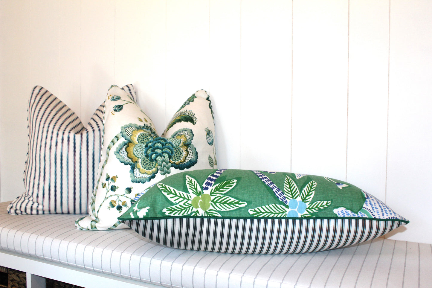 Herringbone Navy ticking cushion covers