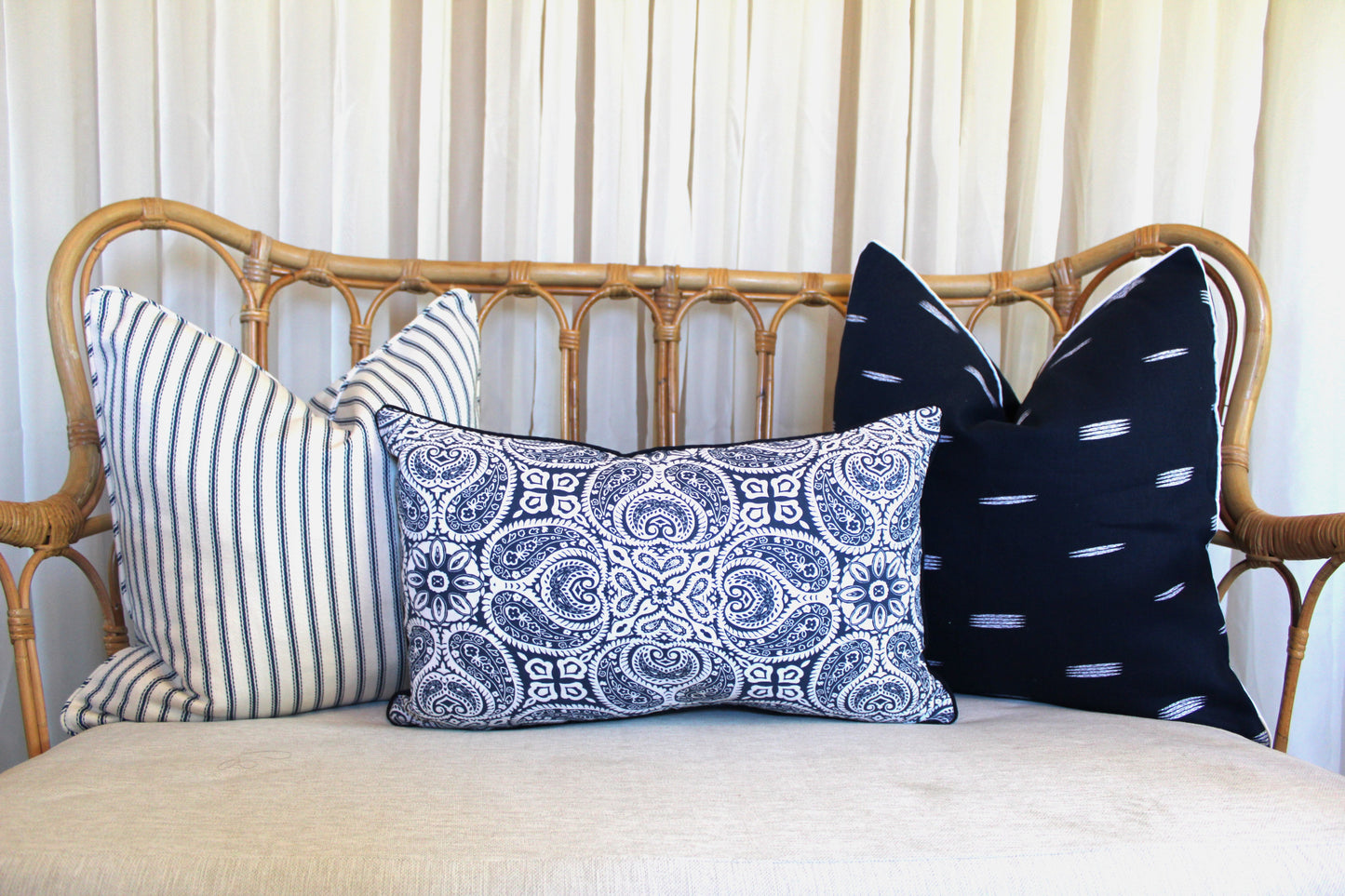 Herringbone Navy ticking cushion covers