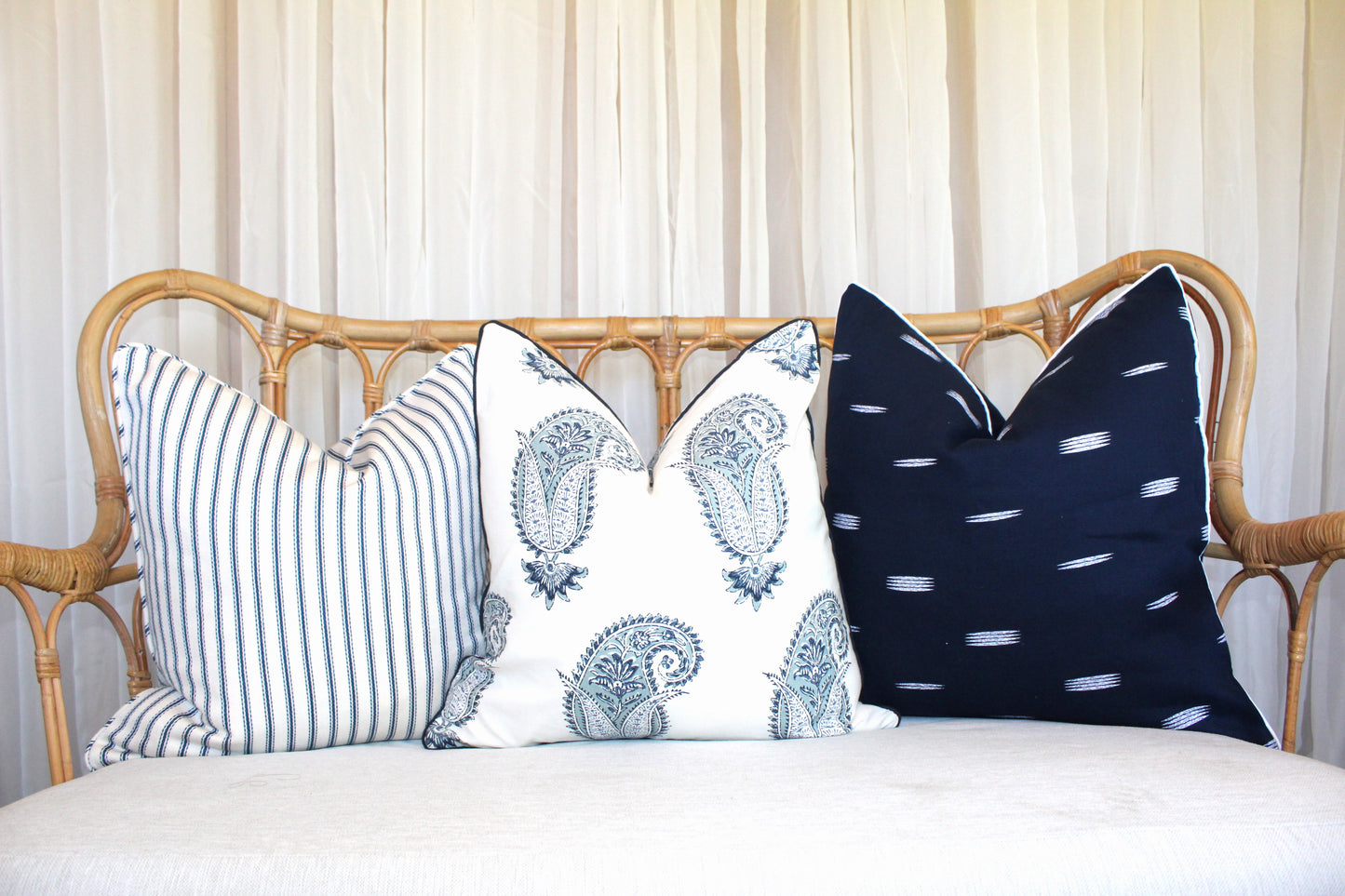 Herringbone Navy ticking cushion covers