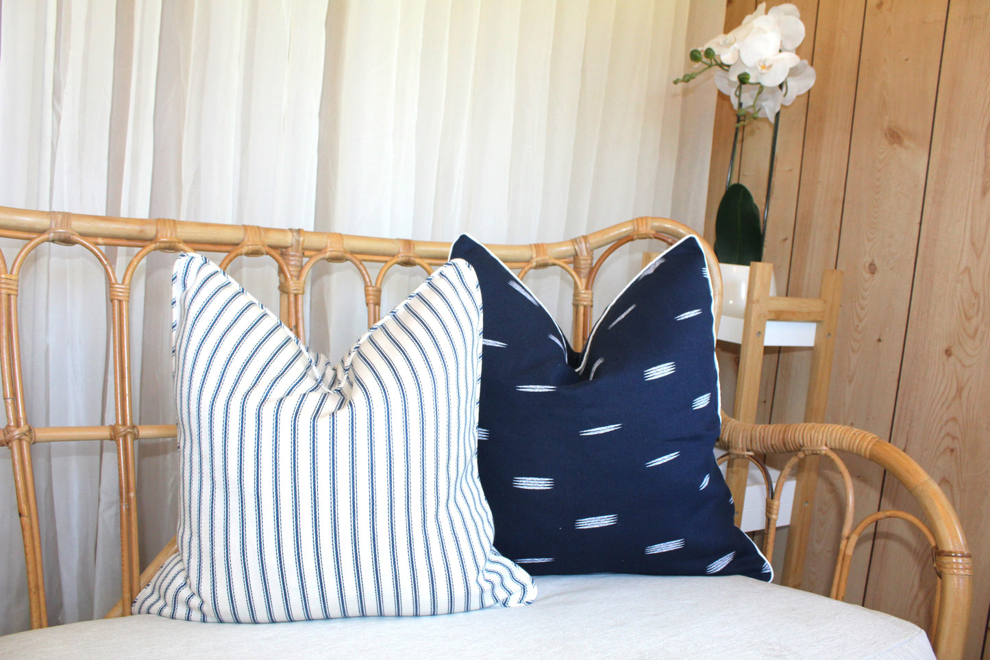 Herringbone Navy ticking cushion covers