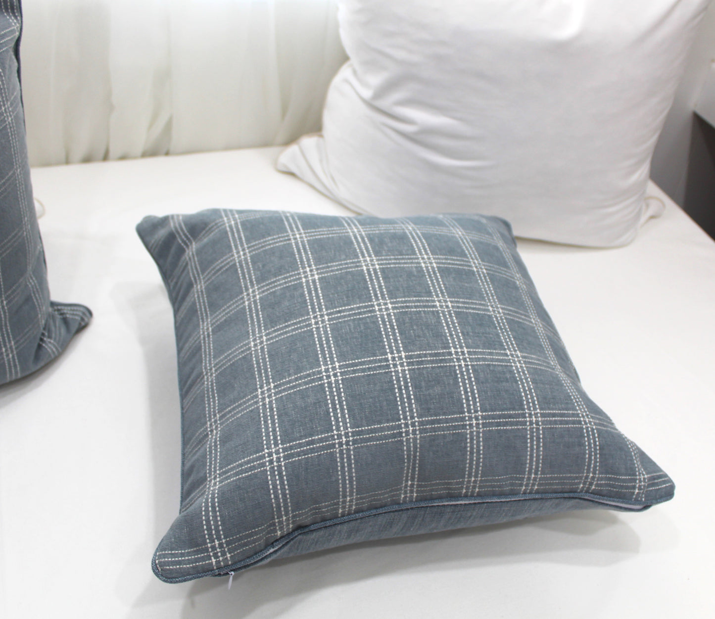 Duckegg Plaid Textured Cushion Covers