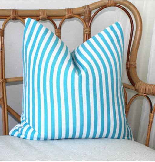 Beautiful Turquoise Aqua Striped Outdoor Indoor Cushion Covers Made in Australia