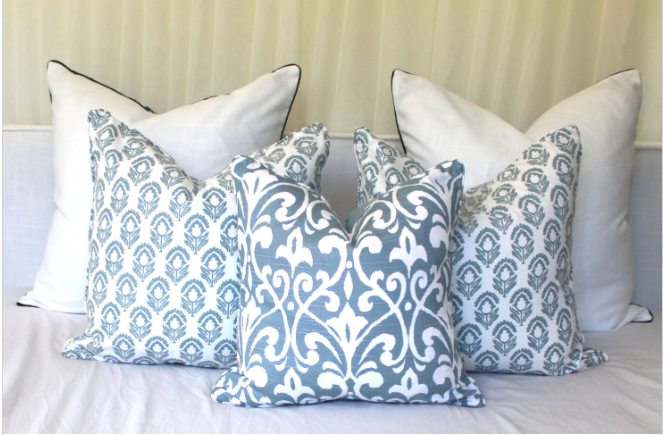 Baby Blue Geometric Printed Cushion Covers