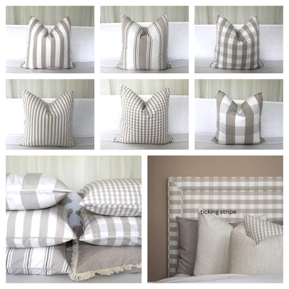 Black and white check and striped cushion covers