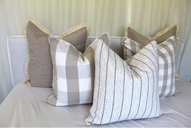 Raw Country Style Cushions/Farmhouse cushions/Basketweave Straw Striped Cushions Covers