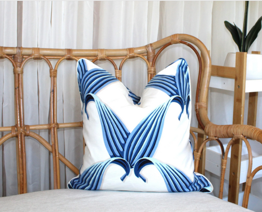 Hampton Style Blue and White Cushion Covers, Reversible Cushions, Made in Australia