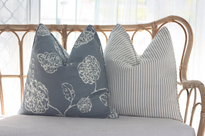 Duck egg Blue Floral and Ticking Stripe cushion covers