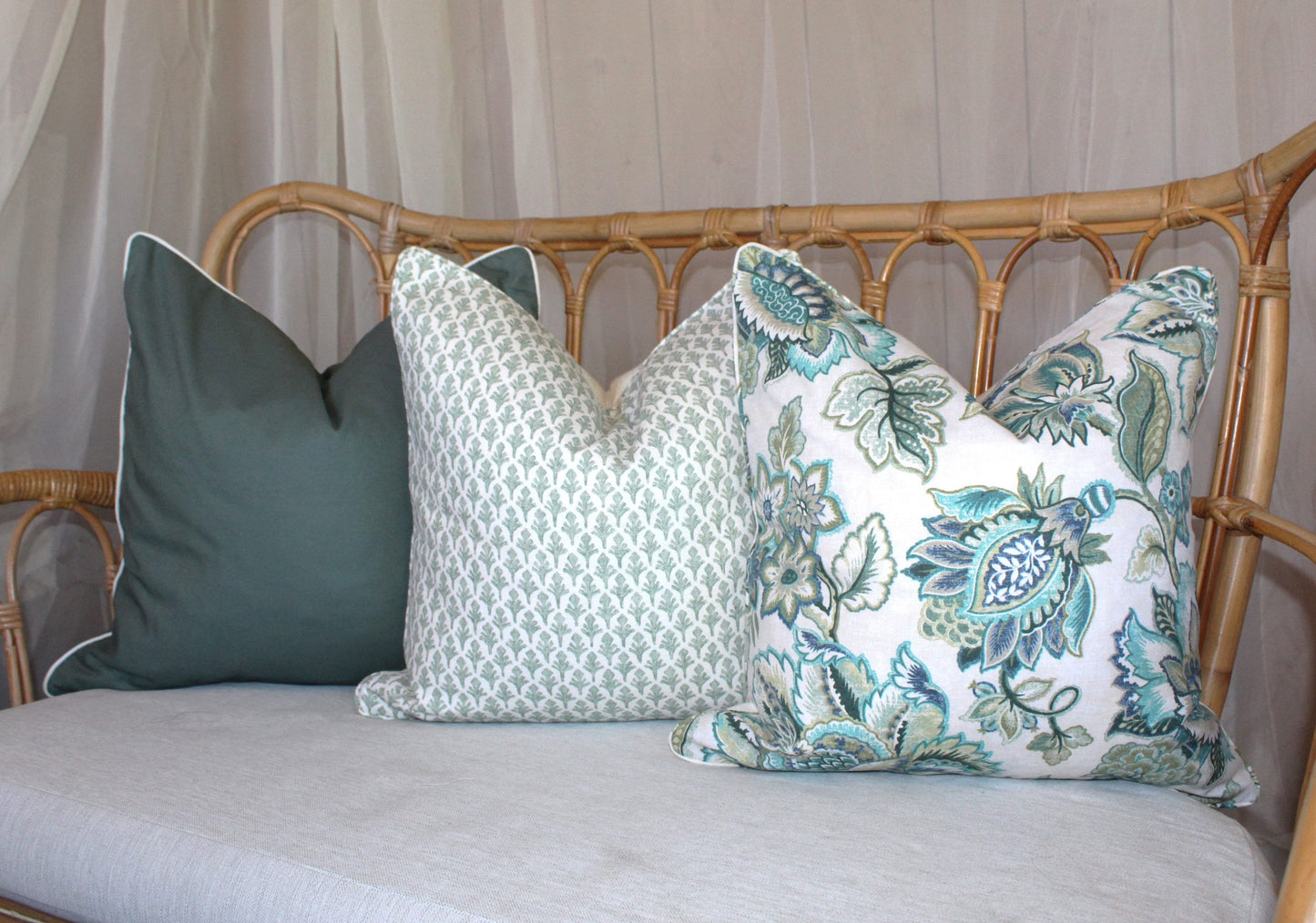 Seafoam Floral Cushion Covers