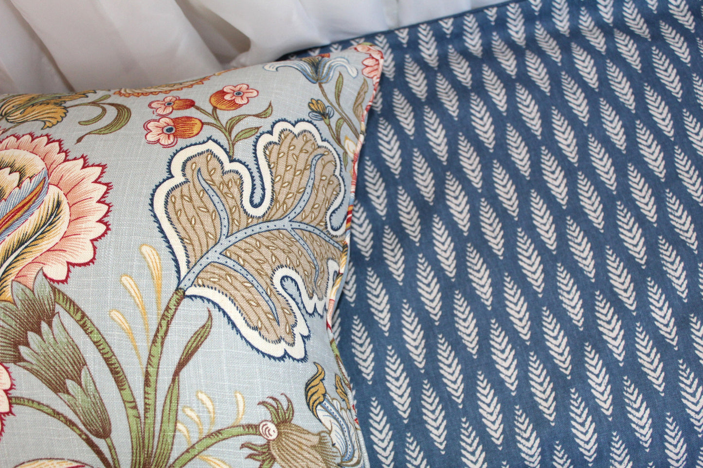 Blue Foliage Cushion Covers