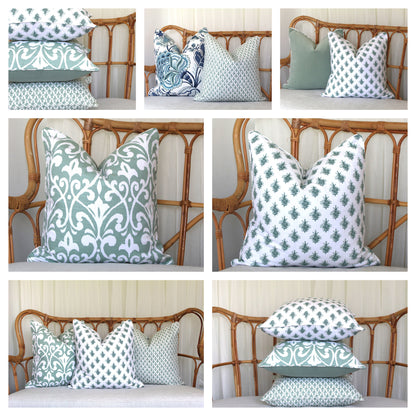 Seafoam Large Damask cushion covers