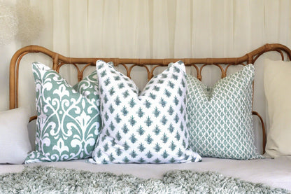 Seafoam Large Damask cushion covers