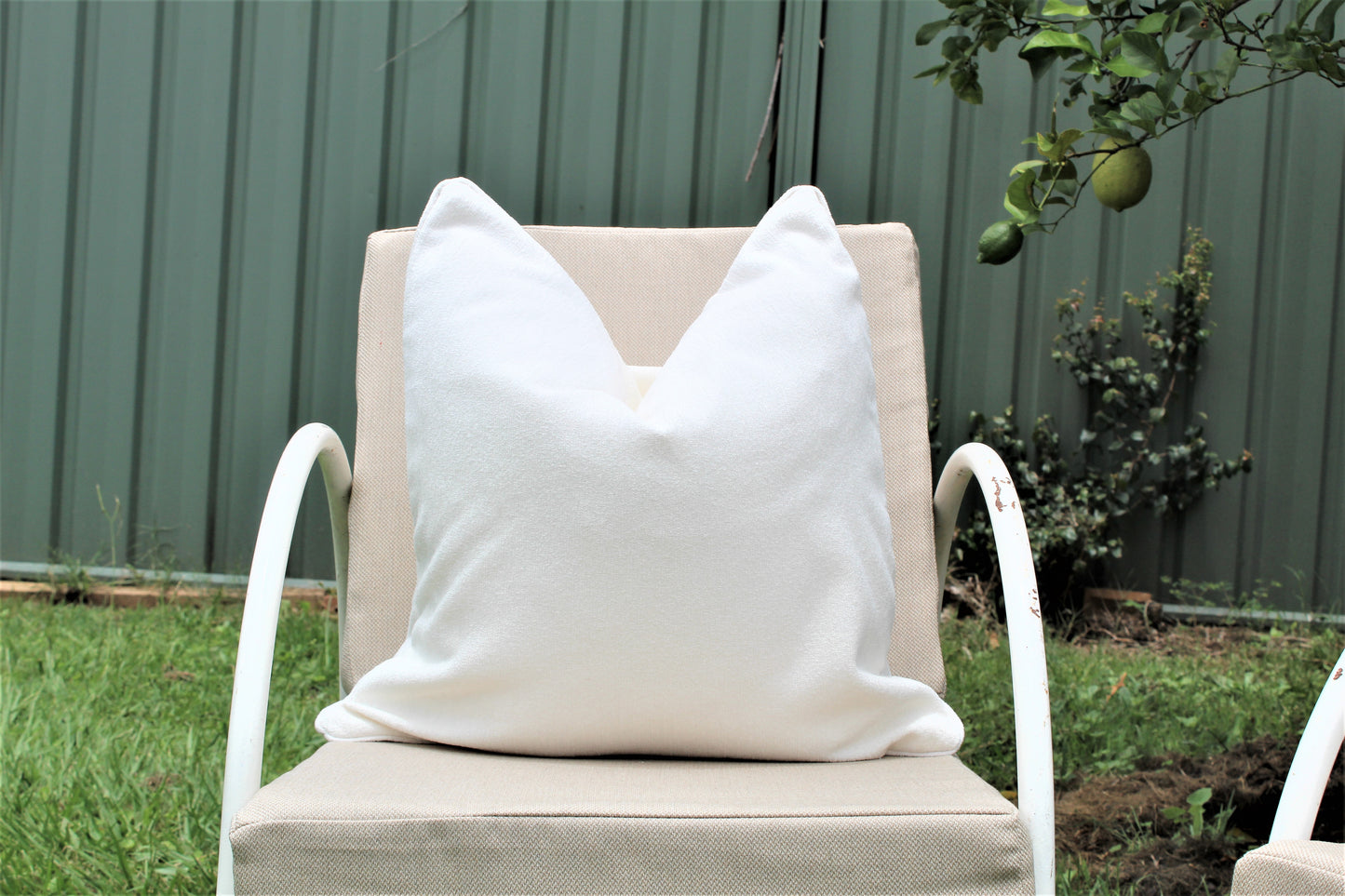 Chenille White Sunbrella cushion covers