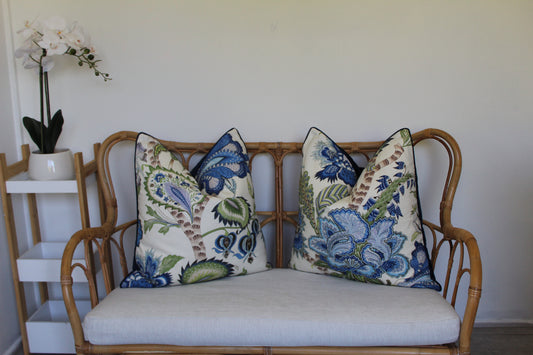 Pair of Peacock Jacobean Floral Cushion covers