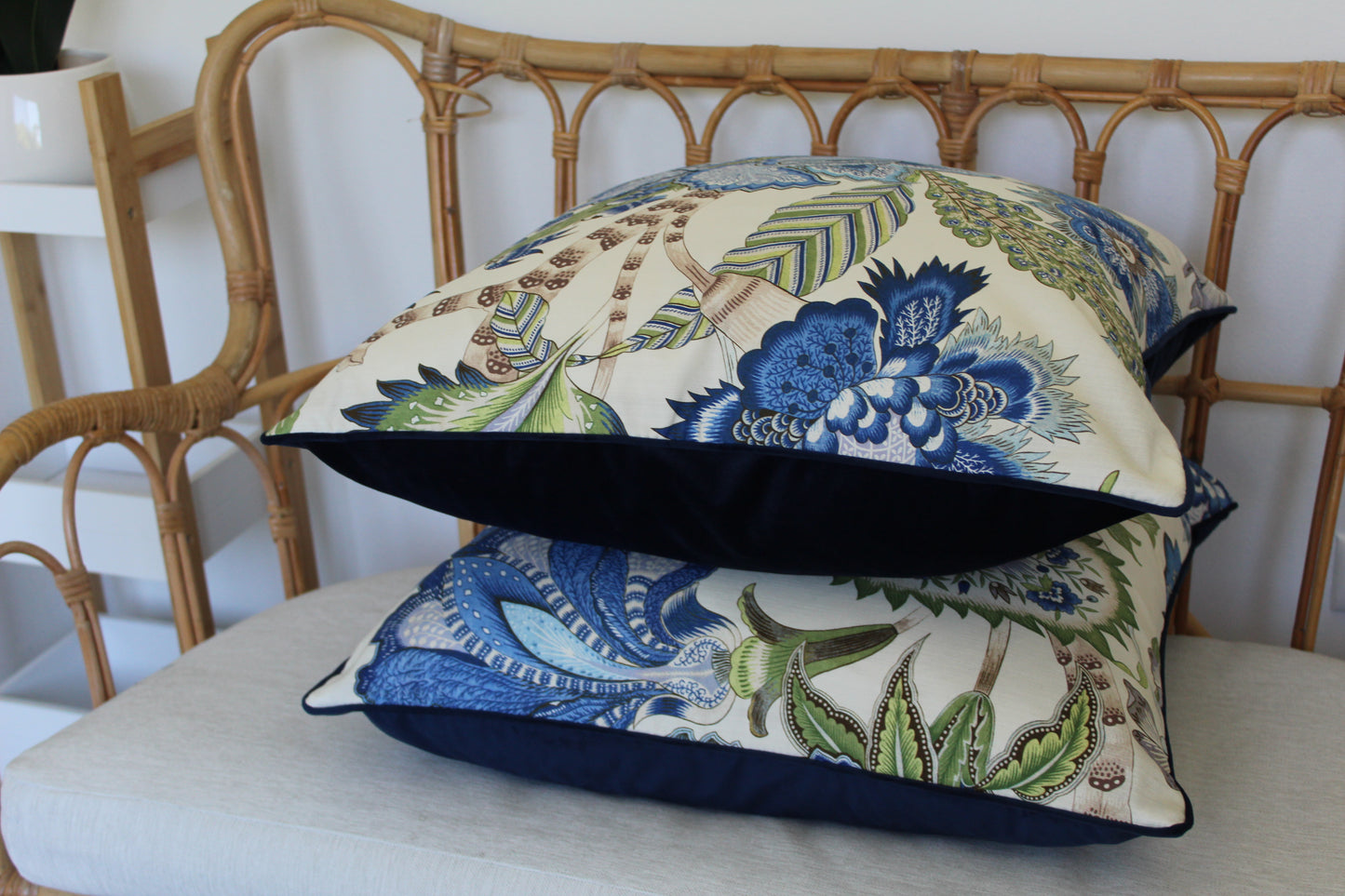 Pair of Peacock Jacobean Floral Cushion covers