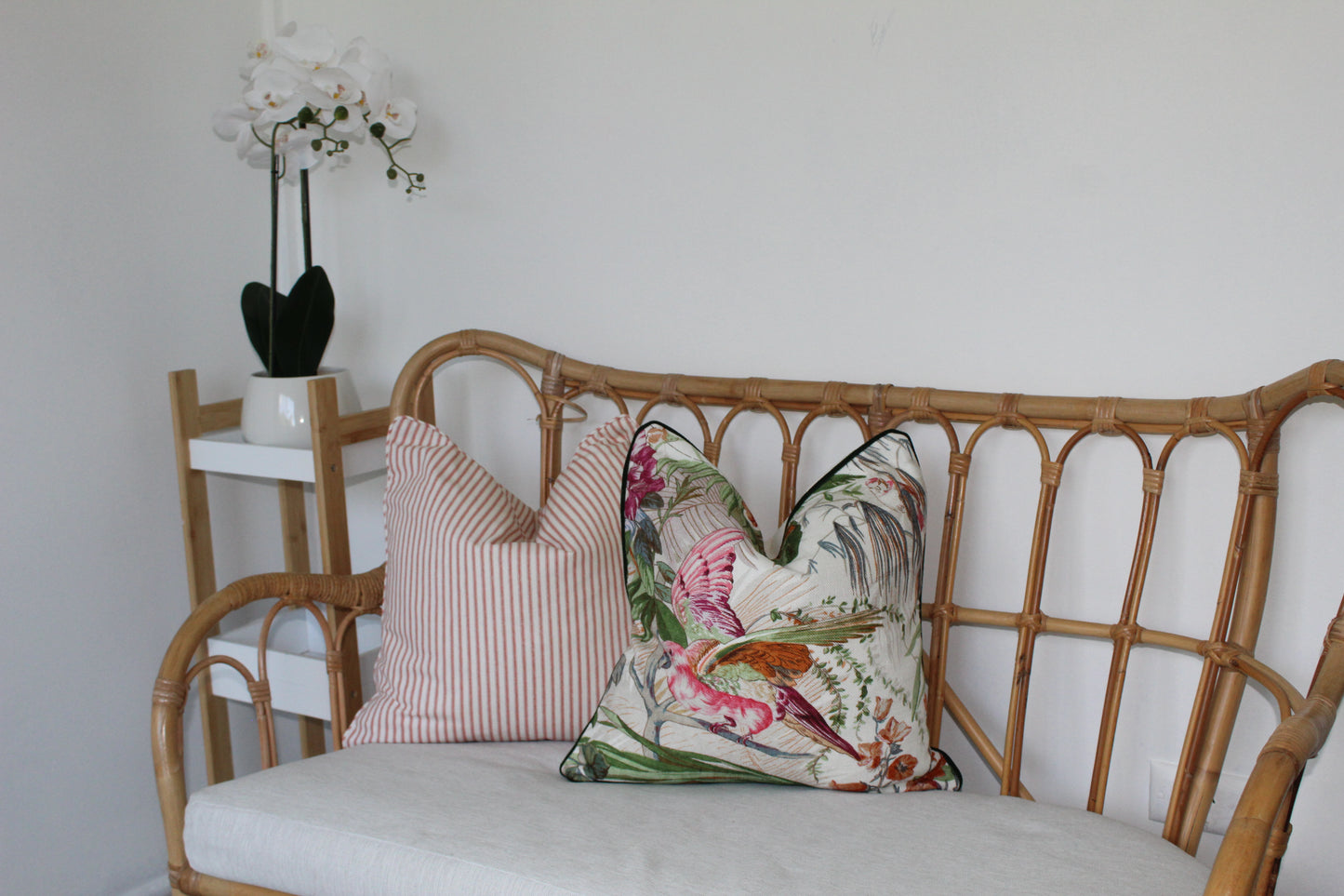 Coral Ticking Striped cushion covers