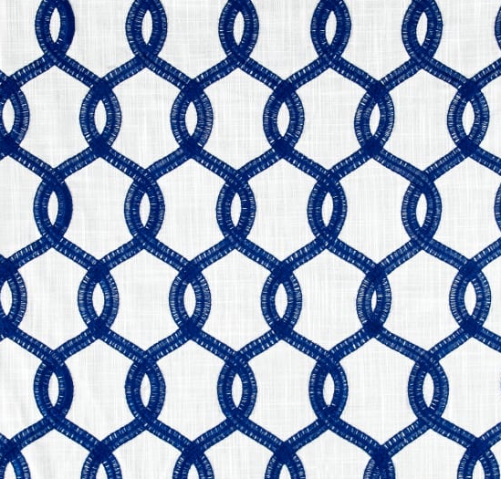 Embroidered Navy and white Fabric
