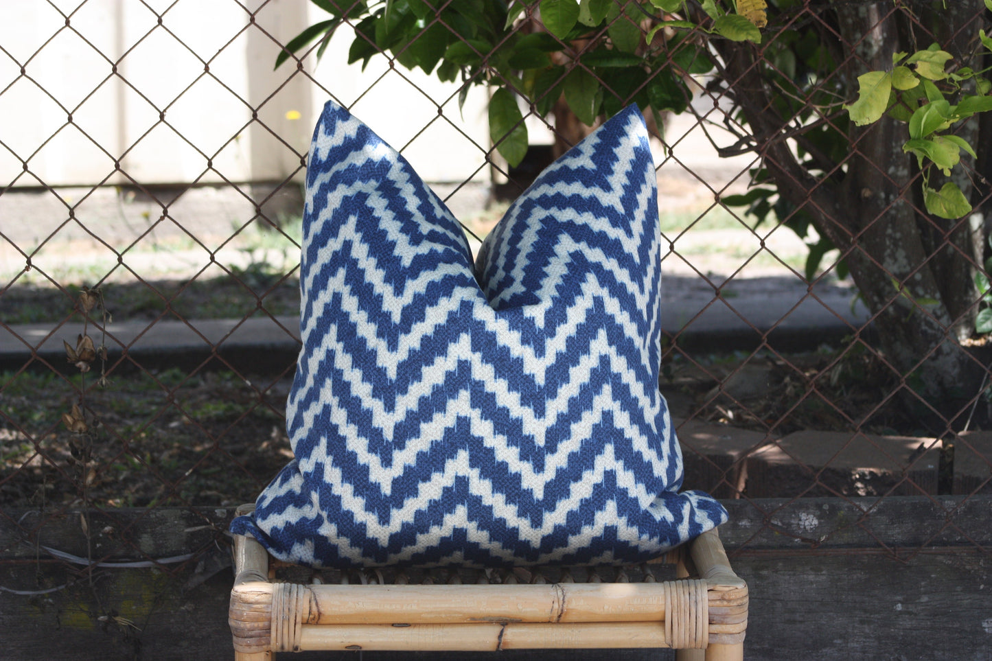 Waterproof Australian Made Hampton's style Buffalo Check blue Outdoor cushion covers, Australian made floor cushions and scatter cushions