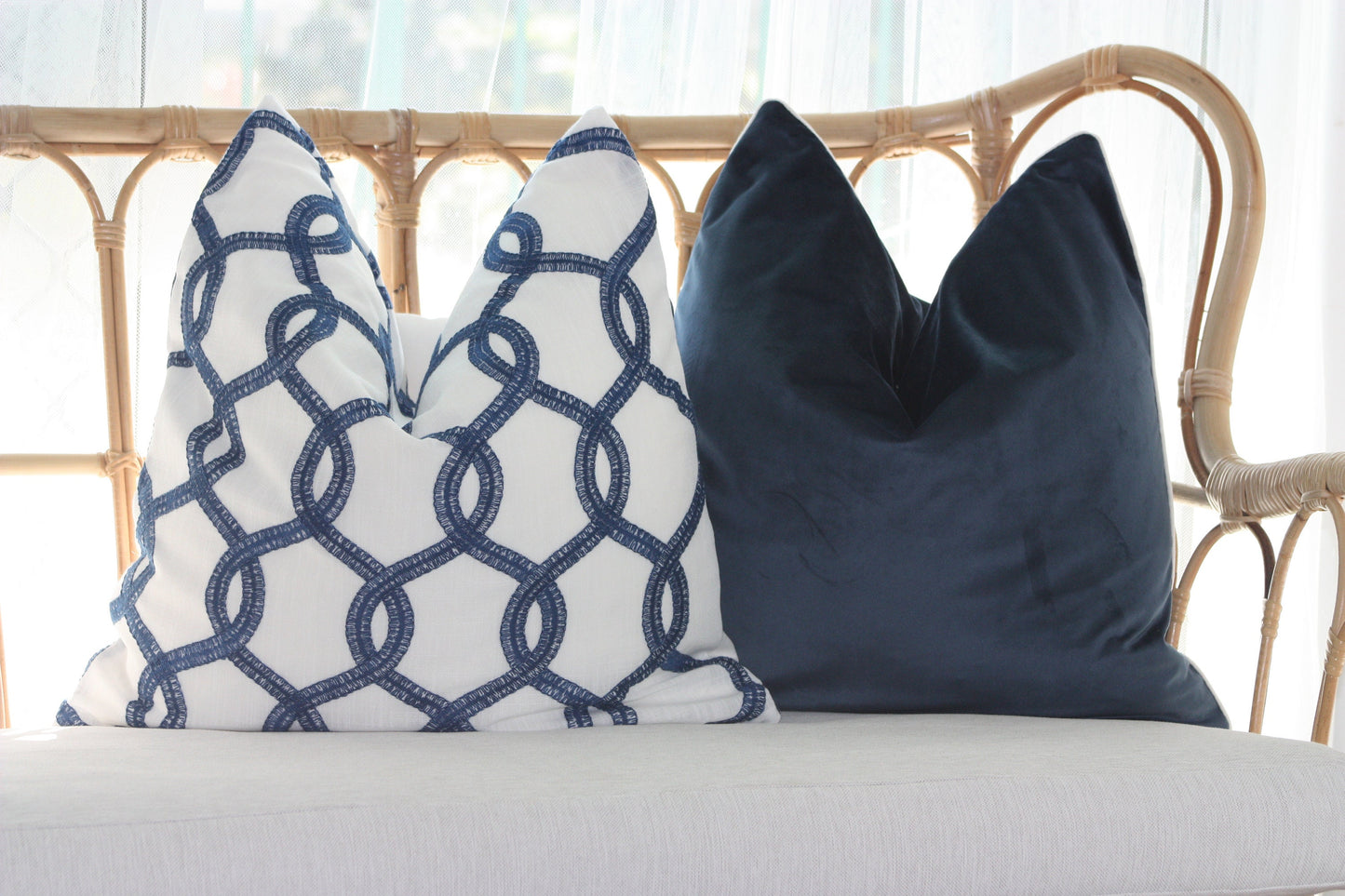 Navy Embroidered Cushion Cover