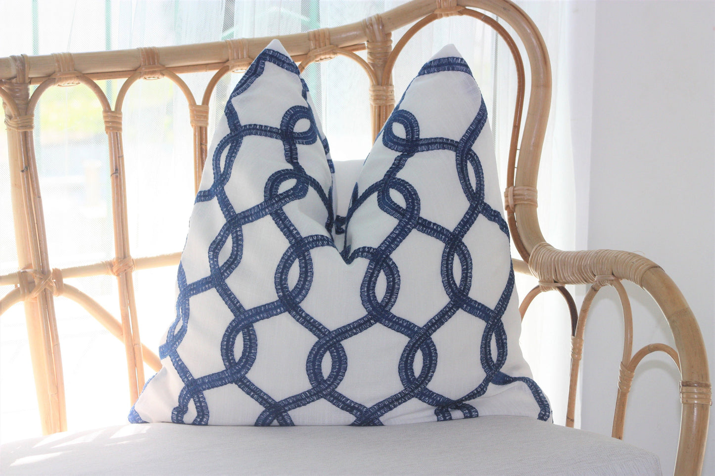 Navy Embroidered Cushion Cover