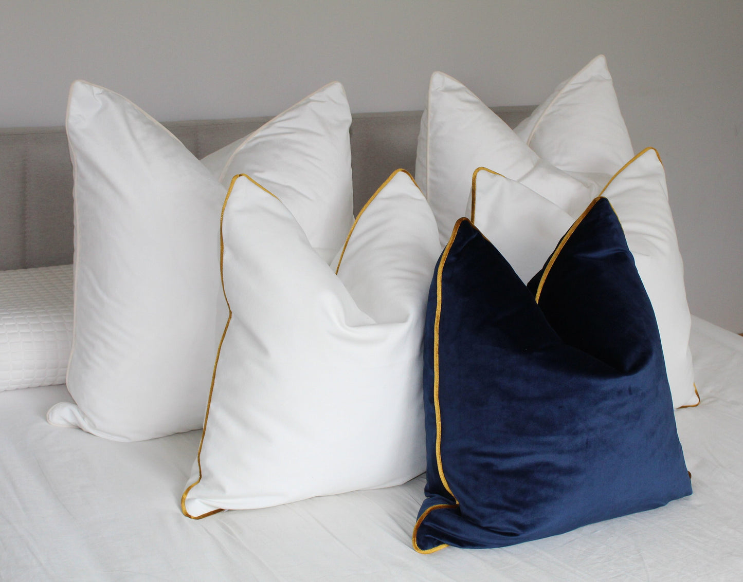 Gold Trim Plush velvet cushion covers