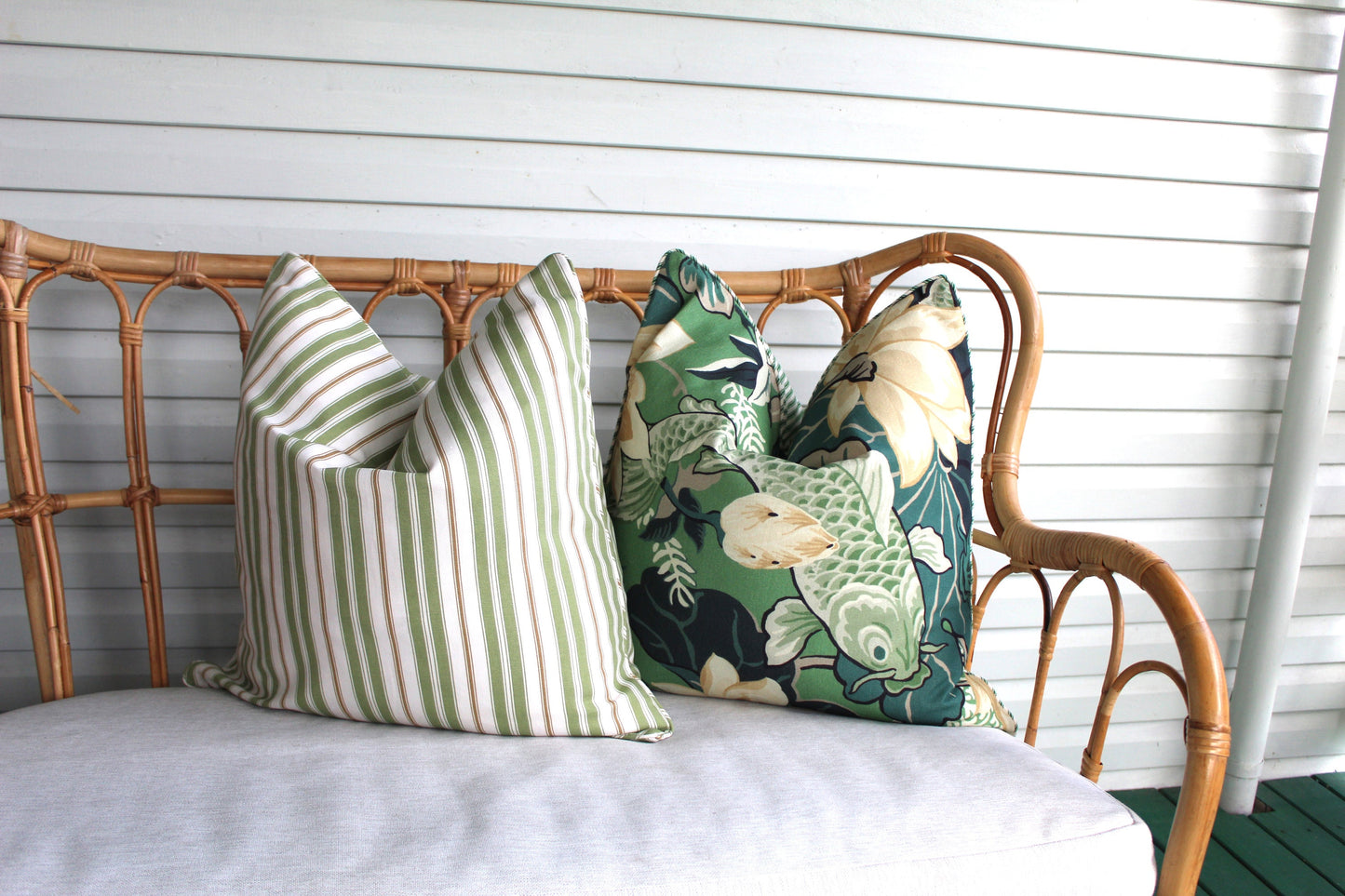 Koi Fish Green Eucalyptus cushion covers