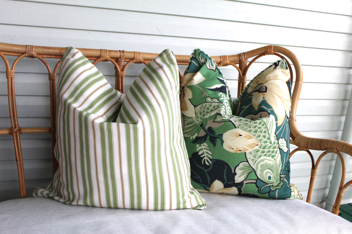 Koi Fish Green Eucalyptus cushion covers