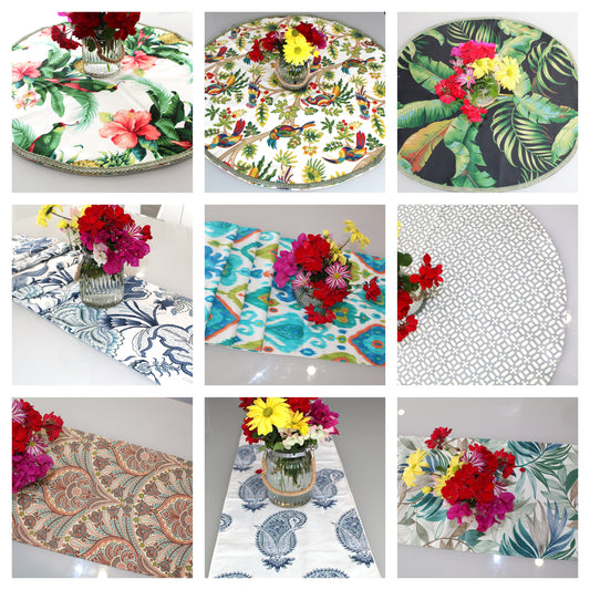 End of the LINE Bargains. Indoor / Outdoor table cloth, table dressings, made in Australia